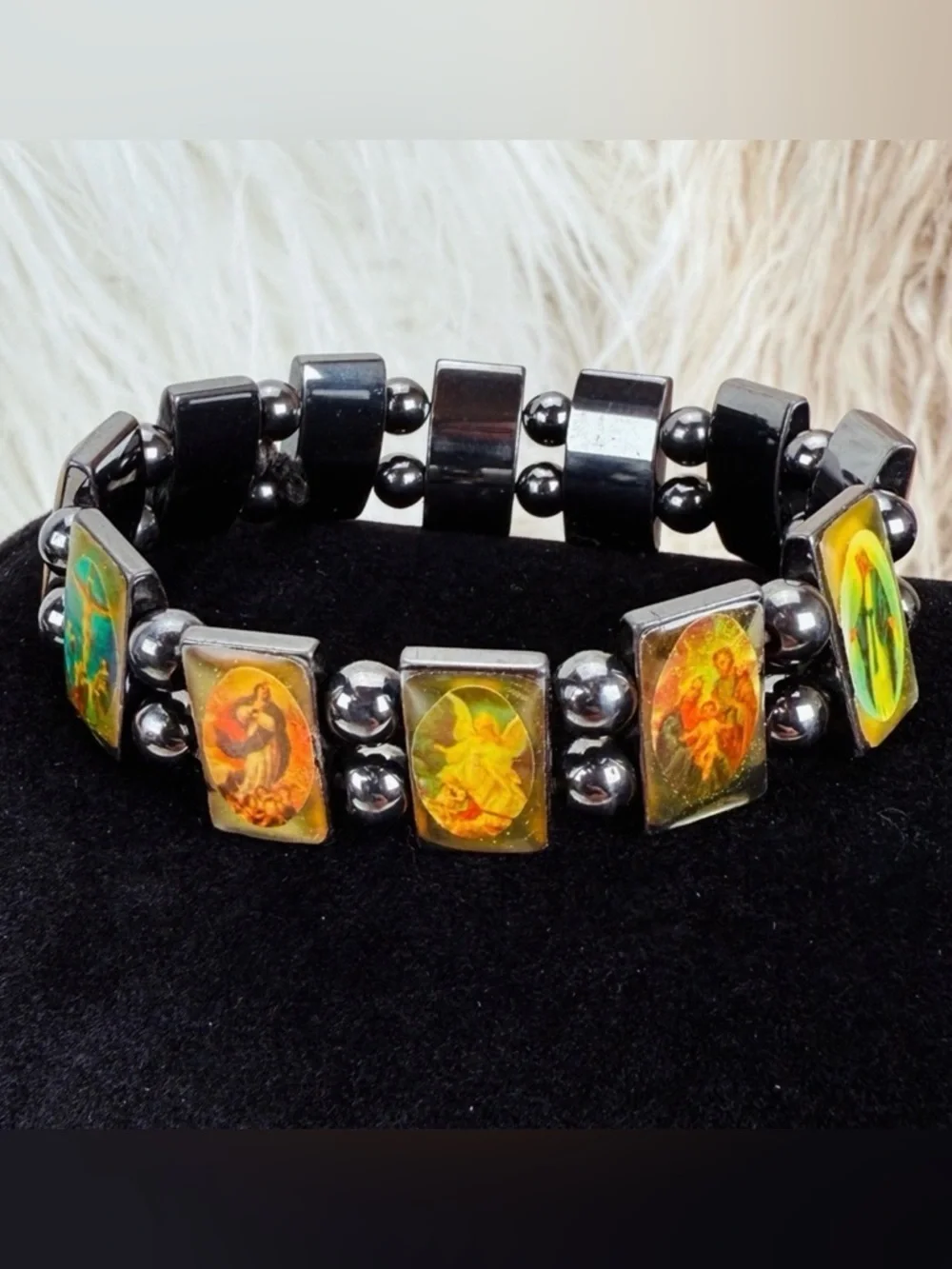 Vintage Religious Icon Stretch Bracelet